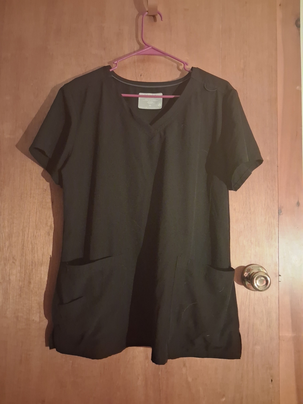 Skechers Black V-Neck Short Sleeve Top with Front Pockets